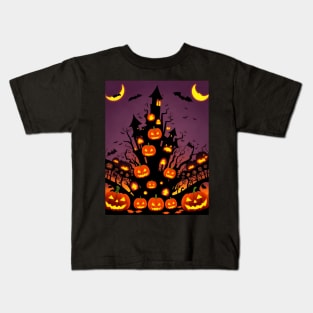 Halloween Spooky Orange Pumpkin Pattern Kids T-Shirt